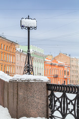 Fototapeta premium Moyka River coast in winter, St. Petersburg