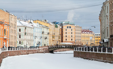 Fototapeta na wymiar Moyka River in winter. St. Petersburg