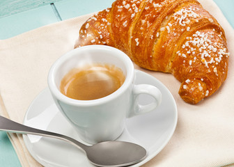 Espresso coffee with croissant