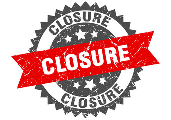 Obraz premium closure grunge stamp with red band. closure