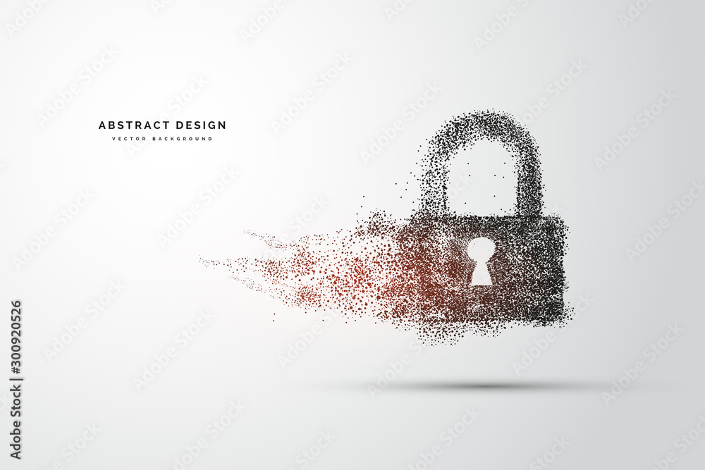Poster points are connected and create a sign of the cyber security concept lock. technology and network co
