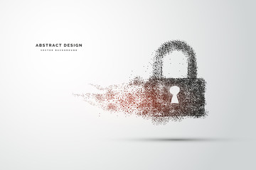 Points are connected and create a sign of the Cyber security concept lock. Technology and network concept. digital internet. Abstract background technology.Vector illustration