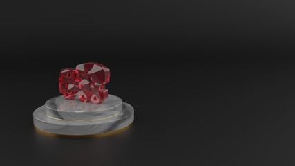 3D rendering of red gemstone symbol of mixer icon