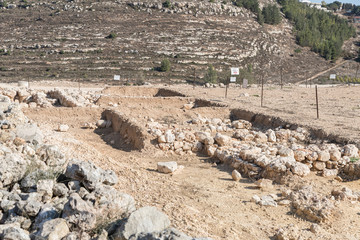 Archaeological excavations of the Ancient Shiloh archaeological site in Samaria region in Benjamin district, Israel