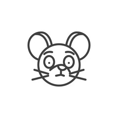 Surprised rat emoticon line icon. linear style sign for mobile concept and web design. Shocked mouse face emoji outline vector icon. Chinese 2020 year of the rat symbol, logo illustration.