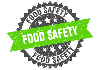 food safety grunge stamp with green band. food safety