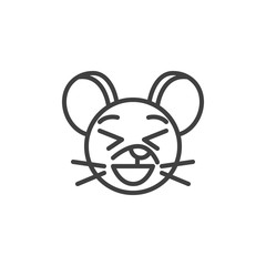 Obraz premium Laughing rat emoticon line icon. linear style sign for mobile concept and web design. Happy mouse face emoji outline vector icon. Chinese 2020 year of the rat symbol, logo illustration.