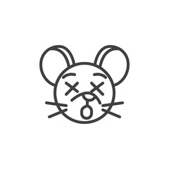 Sleeping rat emoticon line icon. linear style sign for mobile concept and web design. Dormant mouse face emoji outline vector icon. Chinese 2020 year of the rat symbol, logo illustration.