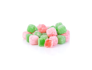Colorful candies on white background