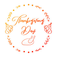 Thanksgiving day vector. Hand drawn vector pumpkin traditional design celebration. Autumn pumpkin. Design Thanksgiving template