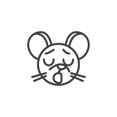 Yawning rat emoticon line icon. linear style sign for mobile concept and web design. Tired mouse face emoji outline vector icon. Chinese 2020 year of the rat symbol logo illustration. Vector graphics