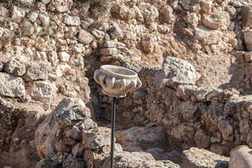 Archaeological excavations of storage facilities of the Ancient Shiloh archaeological site in Samaria region in Benjamin district, Israel