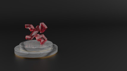 3D rendering of red gemstone symbol of random icon