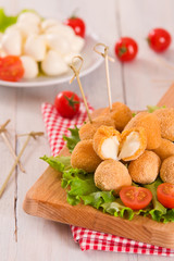 Fried Mozzarella cheese balls.