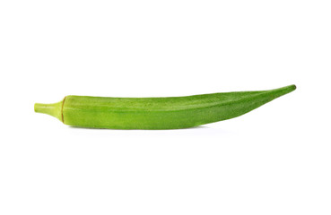 Young okra isolated on the white background.