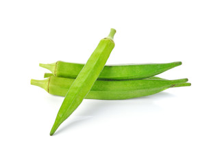 Young okra isolated on the white background.