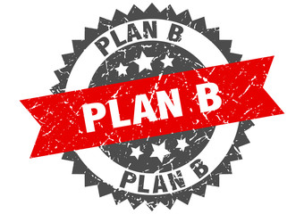 plan b grunge stamp with red band. plan b