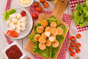 Fried Mozzarella cheese balls.