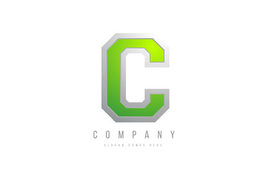 alphabet letter C in green grey white color for company icon logo design