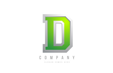 alphabet letter D in green grey white color for company icon logo design