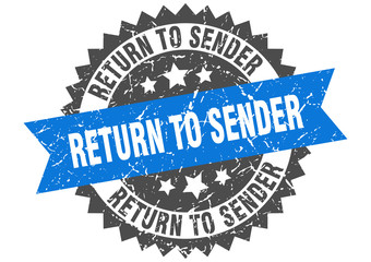 return to sender grunge stamp with blue band. return to sender