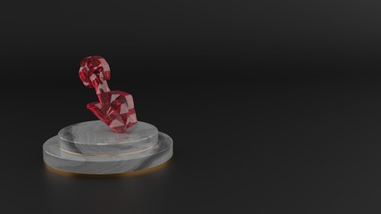 3D rendering of red gemstone symbol of tap icon