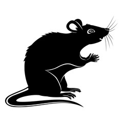 Black rat sign on a white background.