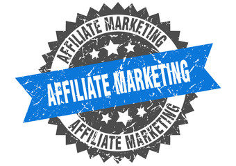 affiliate marketing grunge stamp with blue band. affiliate marketing