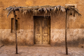 Exterior of abandoned mud houses.Middle Eastern and Arabic style.