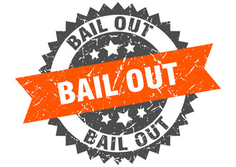 bail out grunge stamp with orange band. bail out
