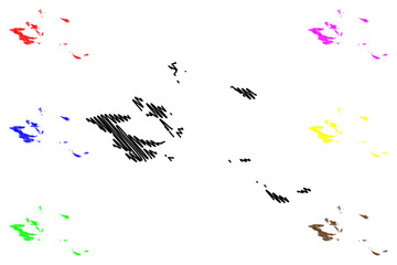 Milne Bay Province (Independent State Papua New Guinea) map vector illustration, scribble sketch D'Entrecasteaux Islands, Trobriand Islands, Woodlark, Louisiade Archipelago, Tagula, Misima map....