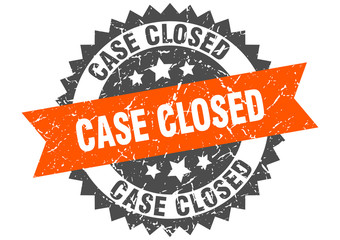 case closed grunge stamp with orange band. case closed