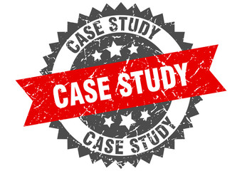 case study grunge stamp with red band. case study
