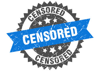 censored grunge stamp with blue band. censored