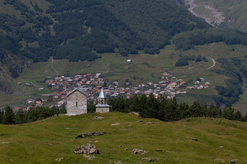 Fototapeta na wymiar View of Stepantsminda village, Georgia