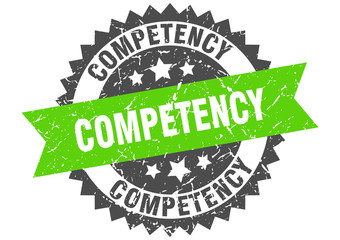 competency grunge stamp with green band. competency