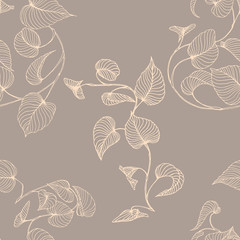 branch of liana. Desing Wallpaper, wrapping. seamless pattern. Hand drawn. sketch