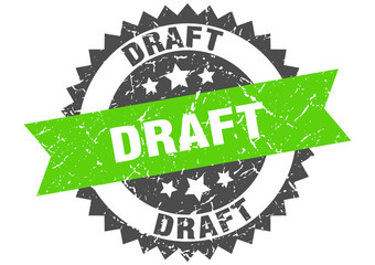 draft grunge stamp with green band. draft