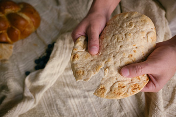 Obraz premium grapes bread communion