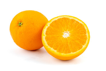 Fresh navel oranges isolated on white background. Save with clipping path.
