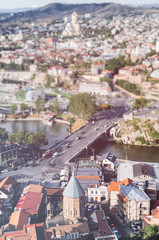 Rooftop view tilt-shift in Tbilisi, Georgia.