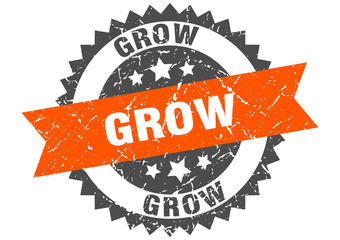 grow grunge stamp with orange band. grow