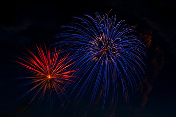 Fototapeta premium 4th of July firework Brightly colorful fireworks and salute of various colors