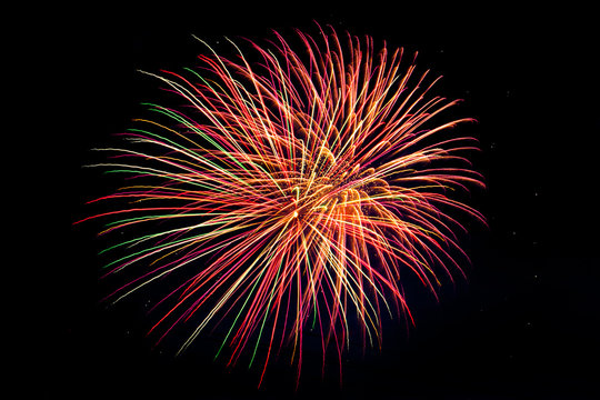 Firework Display Brightly colorful fireworks and salute of various colors