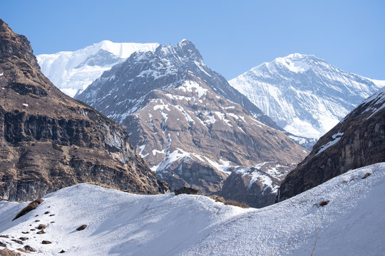 beautiful snow mountain view himalaya