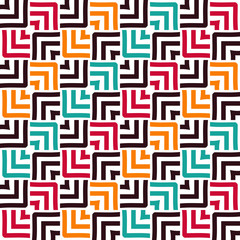 Bright seamless pattern with alternate geometric elements.