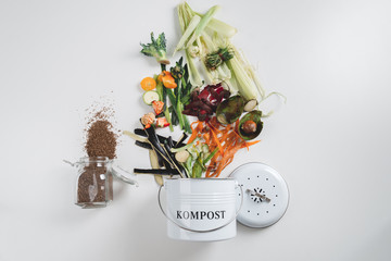 trash bin for composting with leftover from kitchen