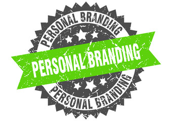 personal branding grunge stamp with green band. personal branding
