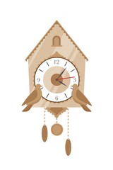 Cuckoo clock flat vector illustration