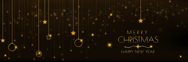 Christmas banner design with star glowing glittering lights curtain